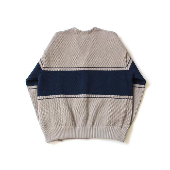 148584406 crepuscule / BD KANOKO C/D 2001-002 Gray x Navy ボーダー鹿の子編みカーディガン 02