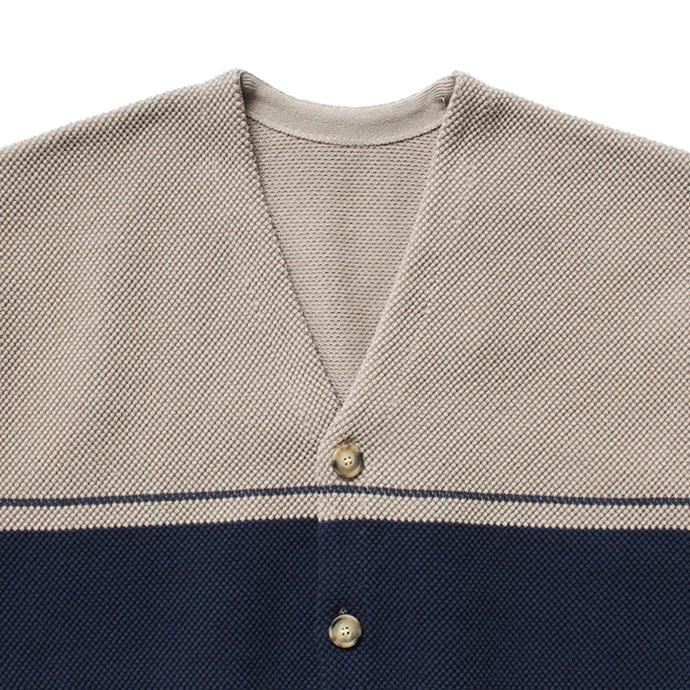 148584406 crepuscule / BD KANOKO C/D 2001-002 Gray x Navy ボーダー鹿の子編みカーディガン 02