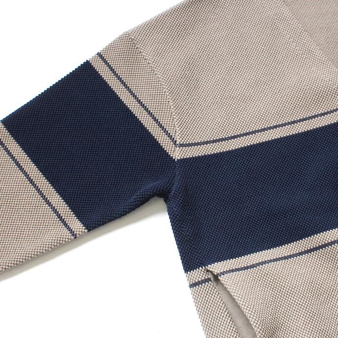 148584406 crepuscule / BD KANOKO C/D 2001-002 Gray x Navy ボーダー鹿の子編みカーディガン 02
