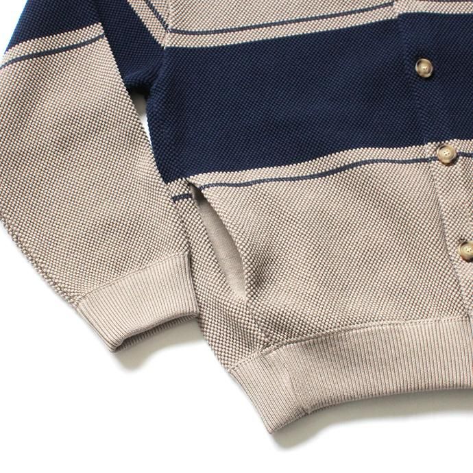 148584406 crepuscule / BD KANOKO C/D 2001-002 Gray x Navy ボーダー鹿の子編みカーディガン 02