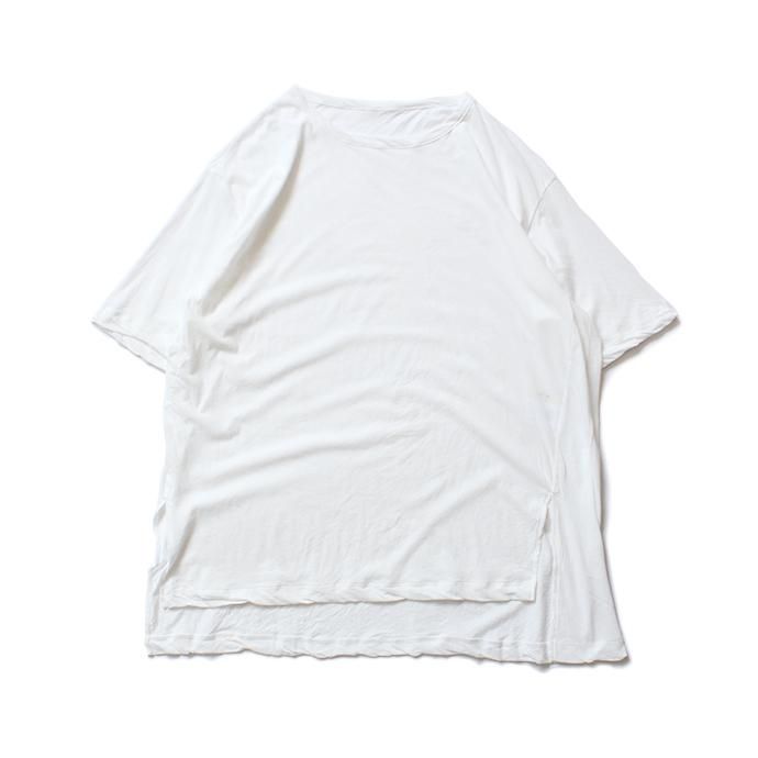 150637499 smoothday / 80/1 ユニセックス コズモラマ ハイゲージ天竺 オーバースリットTシャツ SR-T014-001 - オフホワイト 01
