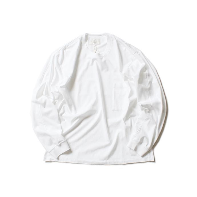 152533161 STILL BY HAND / CS04203 クルーネック長袖ポケットT - White 01
