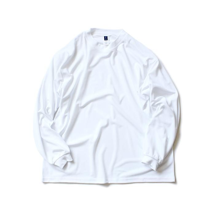 153428483 SMOKE T ONE / Dry Pique Mock Neck L/S ドライ鹿の子モックネック長袖Tシャツ - White 01