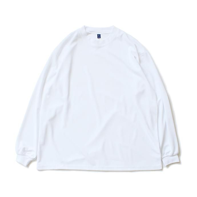153428483 SMOKE T ONE / Dry Pique Mock Neck L/S ドライ鹿の子モックネック長袖Tシャツ - White 02