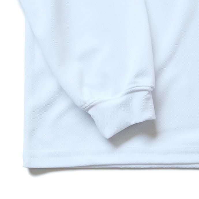 153428483 SMOKE T ONE / Dry Pique Mock Neck L/S ドライ鹿の子モックネック長袖Tシャツ - White 02
