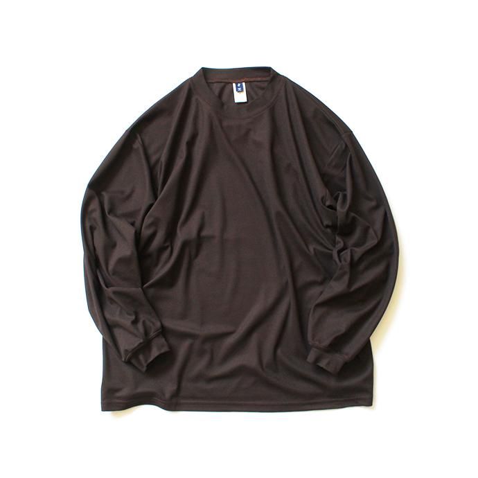 153428534 SMOKE T ONE / Dry Pique Mock Neck L/S ドライ鹿の子モックネック長袖Tシャツ - Brown 01