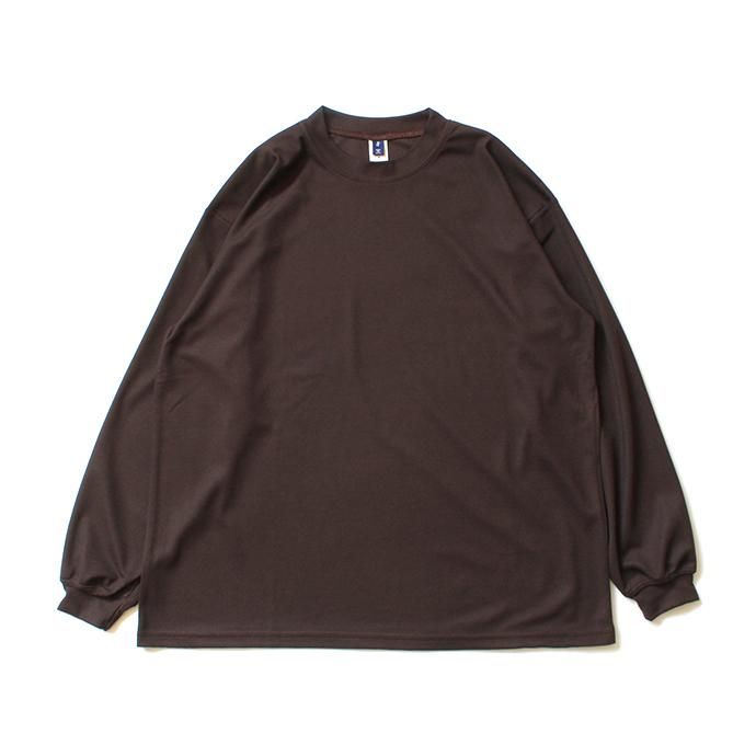 153428534 SMOKE T ONE / Dry Pique Mock Neck L/S ドライ鹿の子モックネック長袖Tシャツ - Brown 02