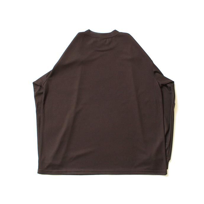153428534 SMOKE T ONE / Dry Pique Mock Neck L/S ドライ鹿の子モックネック長袖Tシャツ - Brown 02
