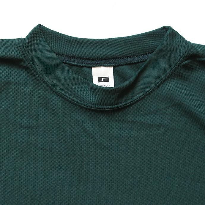 153428592 SMOKE T ONE / Dry Pique Mock Neck L/S ドライ鹿の子モックネック長袖Tシャツ - Green 02
