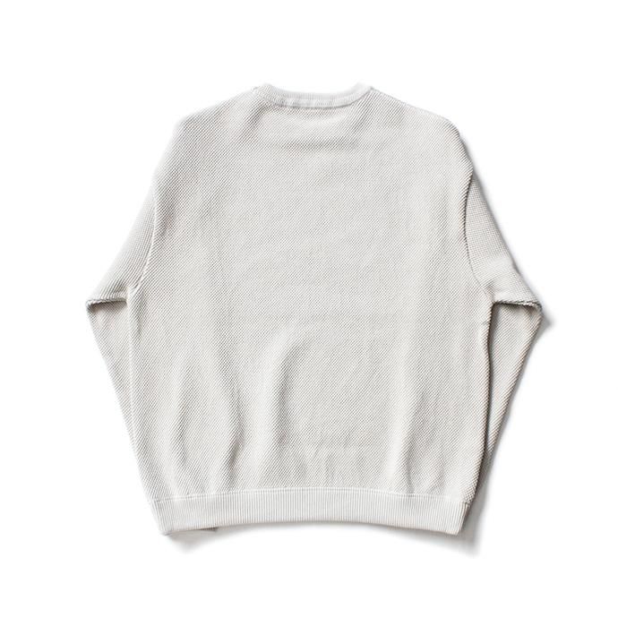 153609679 crepuscule / 2003-001 Moss stitch L/S sweat - White 鹿の子編みクルーネックプルオーバー ホワイト 02