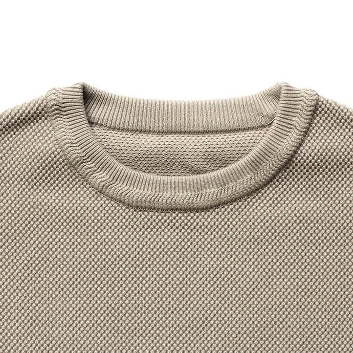 153609835 crepuscule / 2003-001 Moss stitch L/S sweat - Beige 鹿の子編みクルーネックプルオーバー ベージュ 02