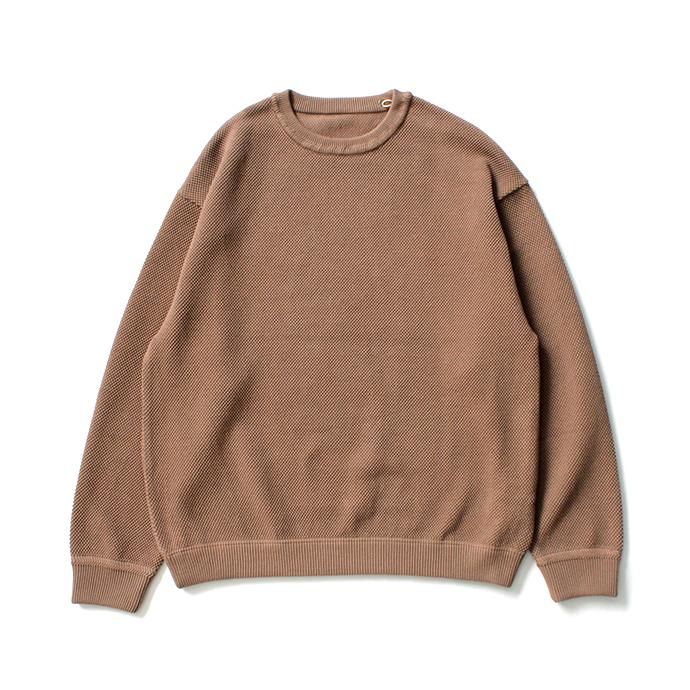 153610270 crepuscule / 2003-001 Moss stitch L/S sweat - L.Brown 鹿の子編みクルーネックプルオーバー ライトブラウン 02