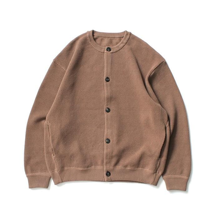 153611398 crepuscule / 2003-002 Moss stitch crew cardigan - L.Brown 鹿の子編みクルーネックカーディガン ライトブラウン 01