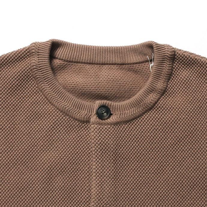 153611398 crepuscule / 2003-002 Moss stitch crew cardigan - L.Brown 鹿の子編みクルーネックカーディガン ライトブラウン 02