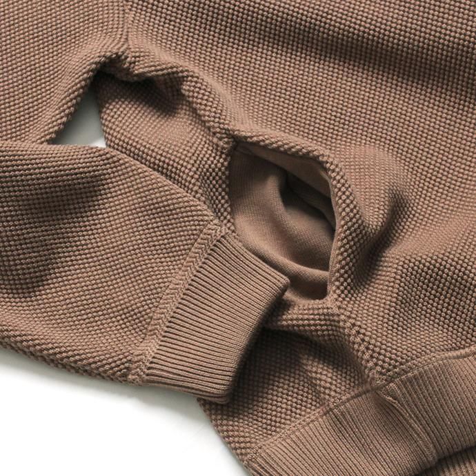 153611398 crepuscule / 2003-002 Moss stitch crew cardigan - L.Brown 鹿の子編みクルーネックカーディガン ライトブラウン 02