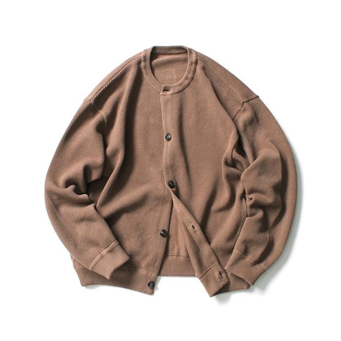 153611398 crepuscule / 2003-002 Moss stitch crew cardigan - L.Brown 鹿の子編みクルーネックカーディガン ライトブラウン 02