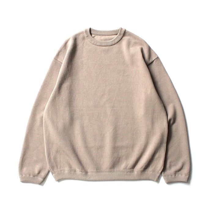 153612671 crepuscule / 2003-003 Moss stitch crew slit - Beige 鹿の子編みクルーネックプルオーバー ベージュ 01