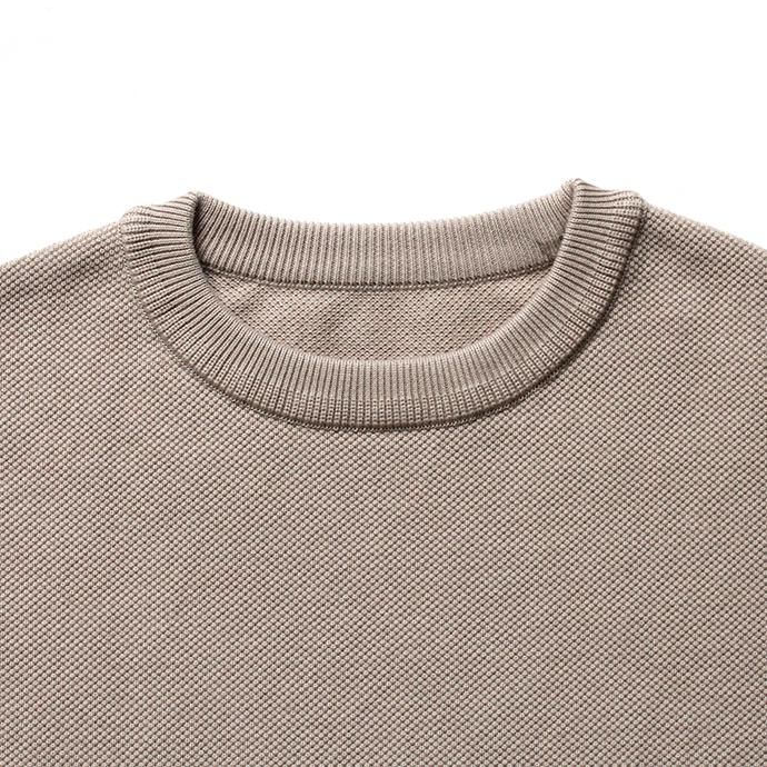 153612671 crepuscule / 2003-003 Moss stitch crew slit - Beige 鹿の子編みクルーネックプルオーバー ベージュ 02
