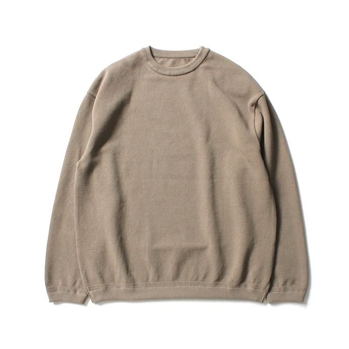 153613221 crepuscule / 2003-003 Moss stitch crew slit - Graybeige 鹿の子編みクルーネックプルオーバー グレーベージュ 01