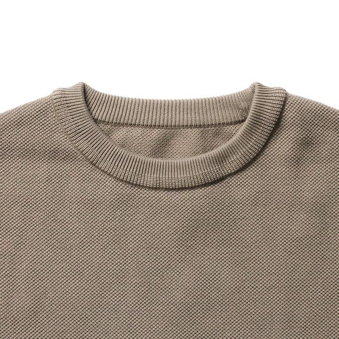 153613221 crepuscule / 2003-003 Moss stitch crew slit - Graybeige 鹿の子編みクルーネックプルオーバー グレーベージュ 02