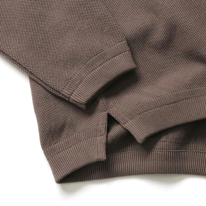 153613470 crepuscule / 2003-003 Moss stitch crew slit - Brown 鹿の子編みクルーネックプルオーバー ブラウン 02