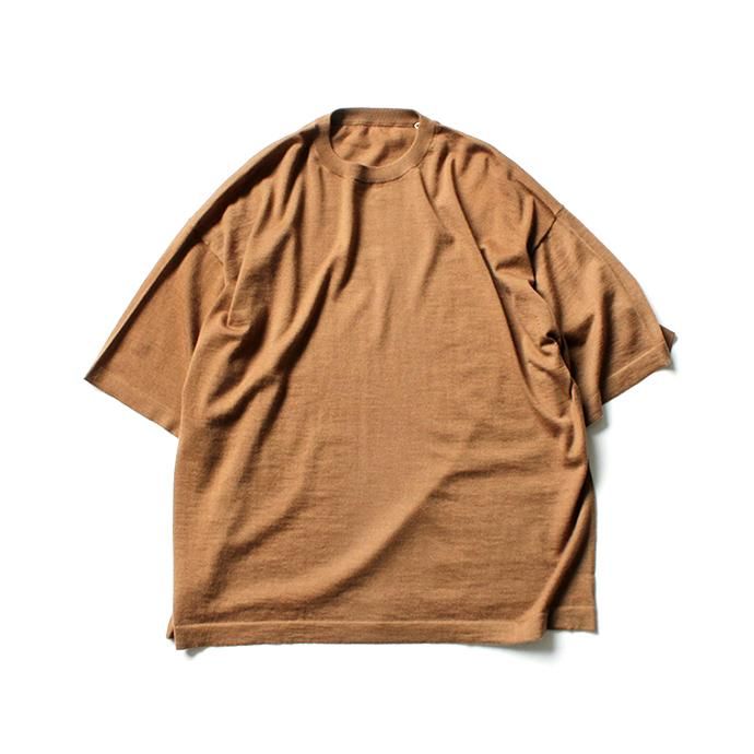153685242 crepuscule / 2003-008 Cashmere t-sh - Camel カシミアニットTシャツ キャメル 01
