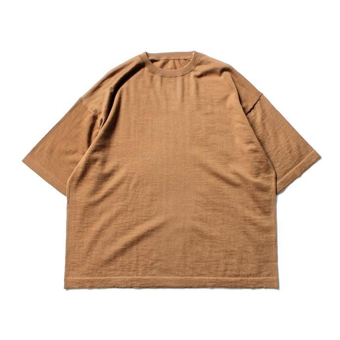 153685242 crepuscule / 2003-008 Cashmere t-sh - Camel カシミアニットTシャツ キャメル 02