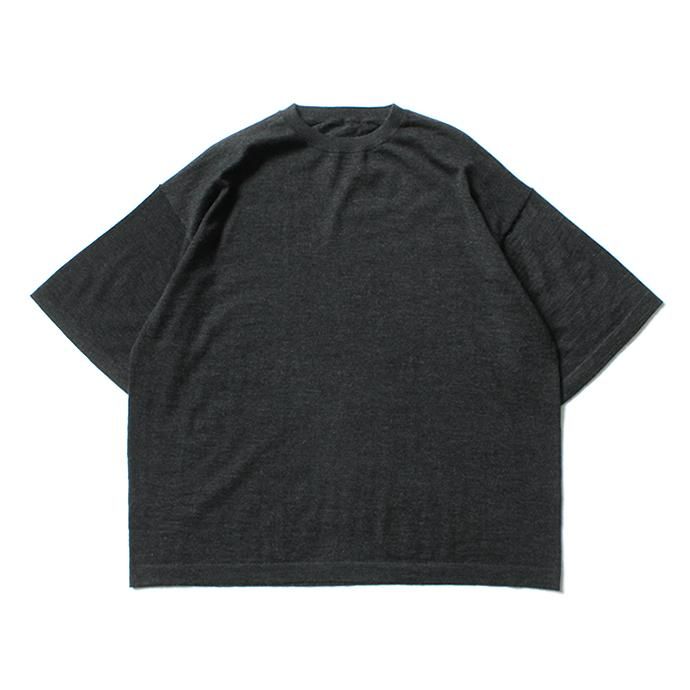 153685372 crepuscule / 2003-008 Cashmere t-sh - C.Gray カシミアニットTシャツ チャコールグレー 02