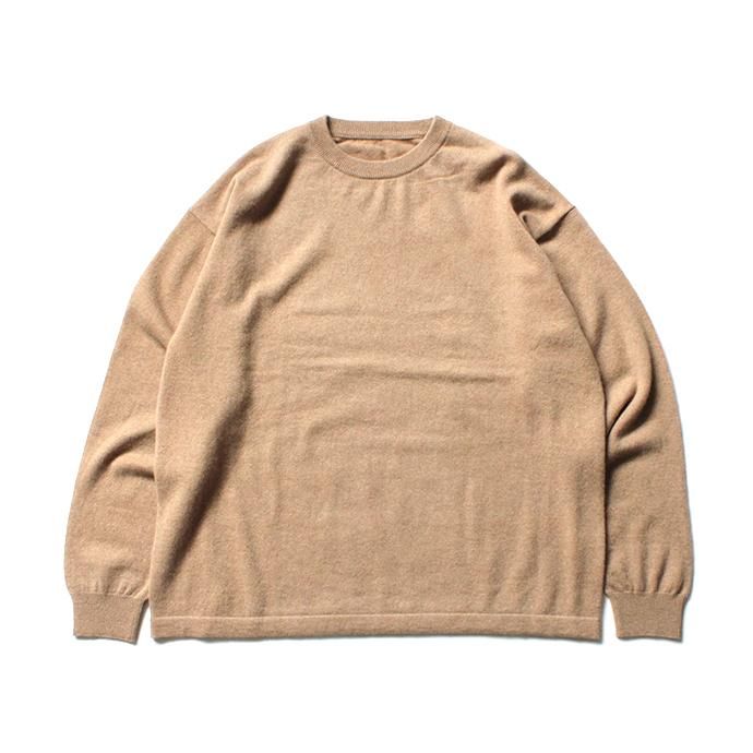 153686346 crepuscule / 2003-009 Cashmere crew - Camel カシミアニットクルーネックプルオーバー キャメル 01
