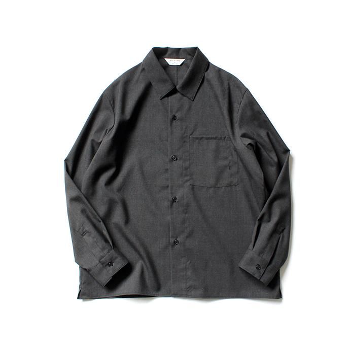 154269258 STILL BY HAND / SH02203 ウォッシャブルウール レギュラーカラーシャツ - Charcoal 01
