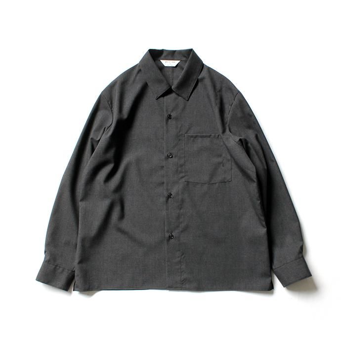 154269258 STILL BY HAND / SH02203 ウォッシャブルウール レギュラーカラーシャツ - Charcoal 02