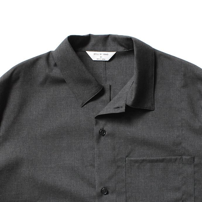 154269258 STILL BY HAND / SH02203 ウォッシャブルウール レギュラーカラーシャツ - Charcoal 02