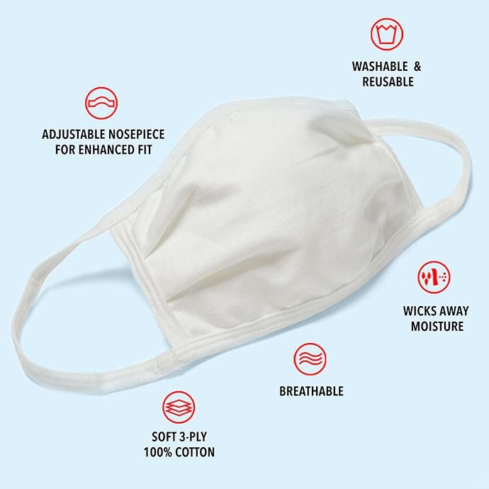 154490700 Hanes / Wicking Cotton Mask - White ヘインズ マスク 日本未発売 ホワイト 02