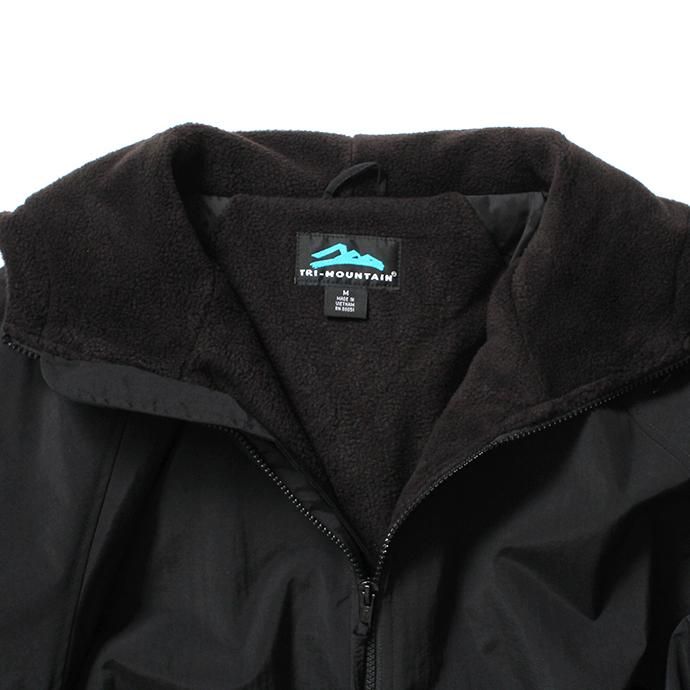 154670635 Tri-Mountain / Conqueror - Black/Black フリースライニングナイロンシェルパーカー ブラック 02