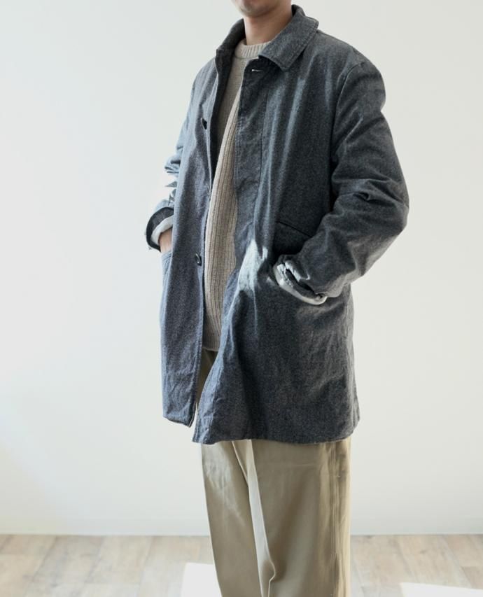 Hexico Stand Fall Collar Short Coat / Weft Grandfille Yarn Twill ショートコート 撚杢<img class='new_mark_img2' src='//img.shop-pro.jp/img/new/icons47.gif' style='border:none;display:inline;margin:0px;padding:0px;width:auto;' /> 02
