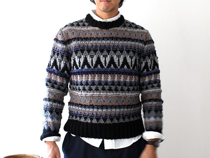 81419324 comm. arch. / Memento for Native American P/O - Big Thunder コムアーチ ハンドニットプルオーバーセーター 02