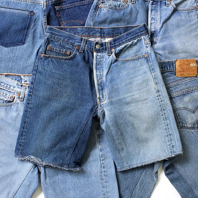 91660053 Hexico / Deformer Shorts - Left to Right 2-Tone Ex. U.S. Made 501 リメイクデニムショーツ - Blue Denim 01
