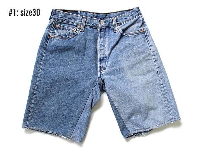 91660053 Hexico / Deformer Shorts - Left to Right 2-Tone Ex. U.S. Made 501 リメイクデニムショーツ - Blue Denim 02