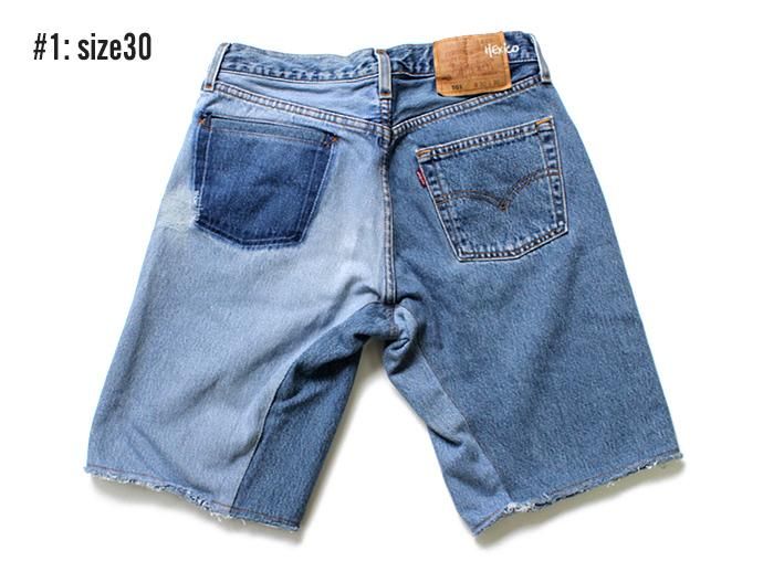 91660053 Hexico / Deformer Shorts - Left to Right 2-Tone Ex. U.S. Made 501 リメイクデニムショーツ - Blue Denim 02