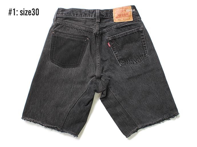 Hexico Deformer Shorts - Left to Right 2-Tone Ex. U.S. Made 501 リメイクデニムショーツ - Black Denim 02