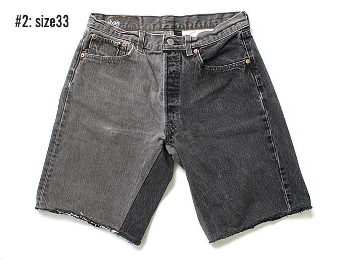 Hexico Deformer Shorts - Left to Right 2-Tone Ex. U.S. Made 501 リメイクデニムショーツ - Black Denim 02