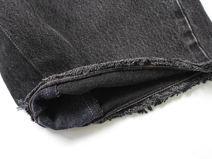 Hexico Deformer Shorts - Left to Right 2-Tone Ex. U.S. Made 501 リメイクデニムショーツ - Black Denim 02