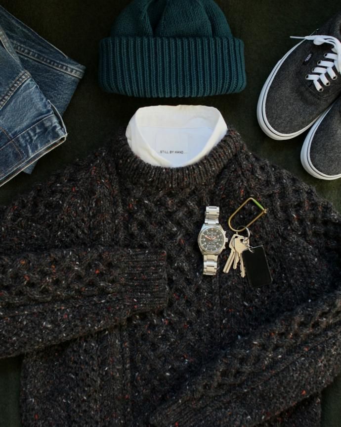 94051611 H. ROBINSON KNITTING / Hand Knitted Cable P/O ハンドニットケーブル編みプルオーバー - Blackpool 02