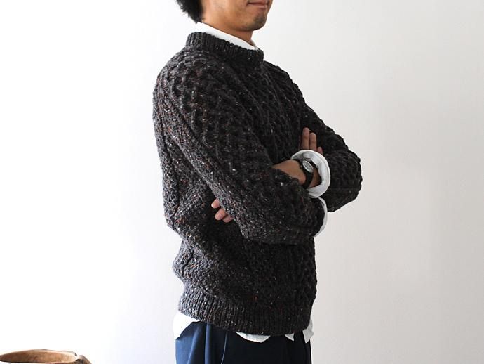 94051611 H. ROBINSON KNITTING / Hand Knitted Cable P/O ハンドニットケーブル編みプルオーバー - Blackpool 02