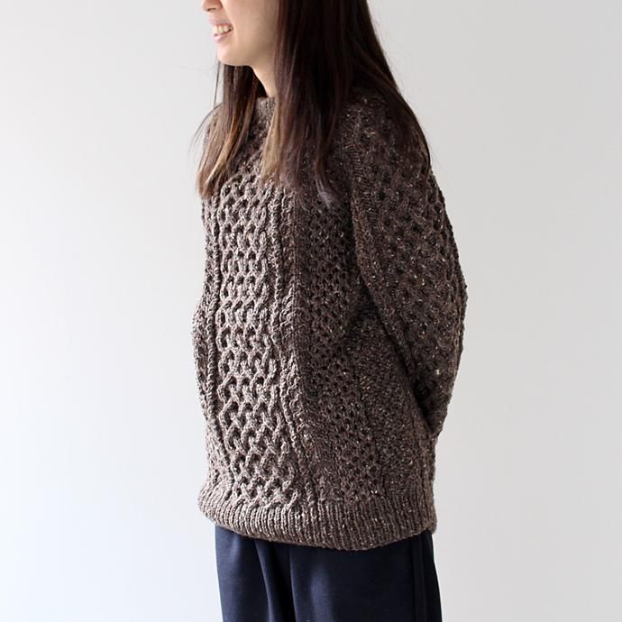 H. ROBINSON KNITTING H. ROBINSON KNITTING / Hand Knitted Cable P/O ハンドニットケーブル編みプルオーバー - Brown Ale 02