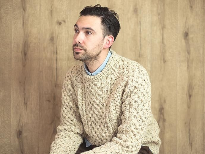 H. ROBINSON KNITTING H. ROBINSON KNITTING / Hand Knitted Cable P/O ハンドニットケーブル編みプルオーバー - Royal Navy 02