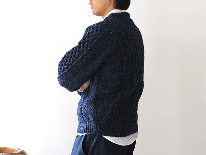 H. ROBINSON KNITTING H. ROBINSON KNITTING / Hand Knitted Cable P/O ハンドニットケーブル編みプルオーバー - Royal Navy 02