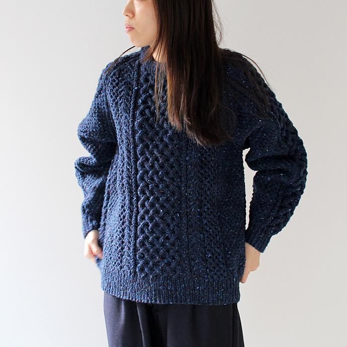 H. ROBINSON KNITTING H. ROBINSON KNITTING / Hand Knitted Cable P/O ハンドニットケーブル編みプルオーバー - Royal Navy 02