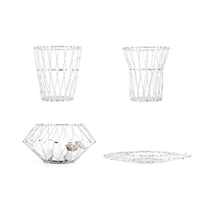 Other Brands Small Folding Wire Basket - Silver スモールフォルディングワイヤーバスケット シルバー<img class='new_mark_img2' src='//img.shop-pro.jp/img/new/icons47.gif' style='border:none;display:inline;margin:0px;padding:0px;width:auto;' /> 01
