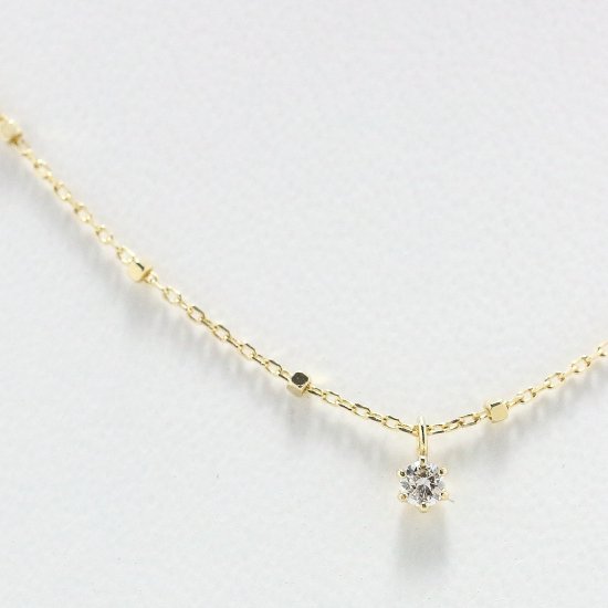 1粒ダイヤ シンプルネックレス K10ゴールド ダイヤモンド 華奢なデザインのk10ネックレスのお店 Golden Beak